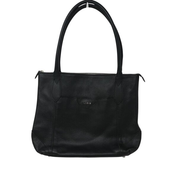 Lodis Black Pebbled Leather Tote Shoulder Bag Purse